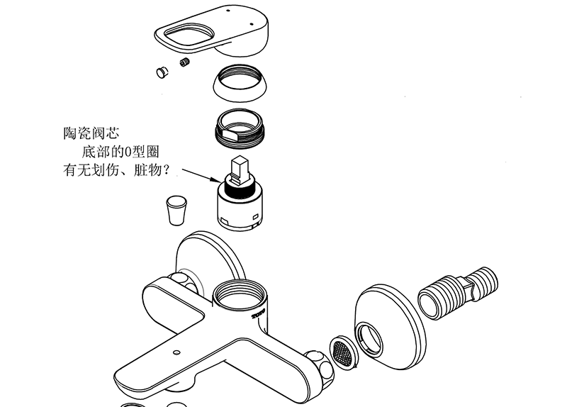 关闭角阀，清洗外壳和O型圈