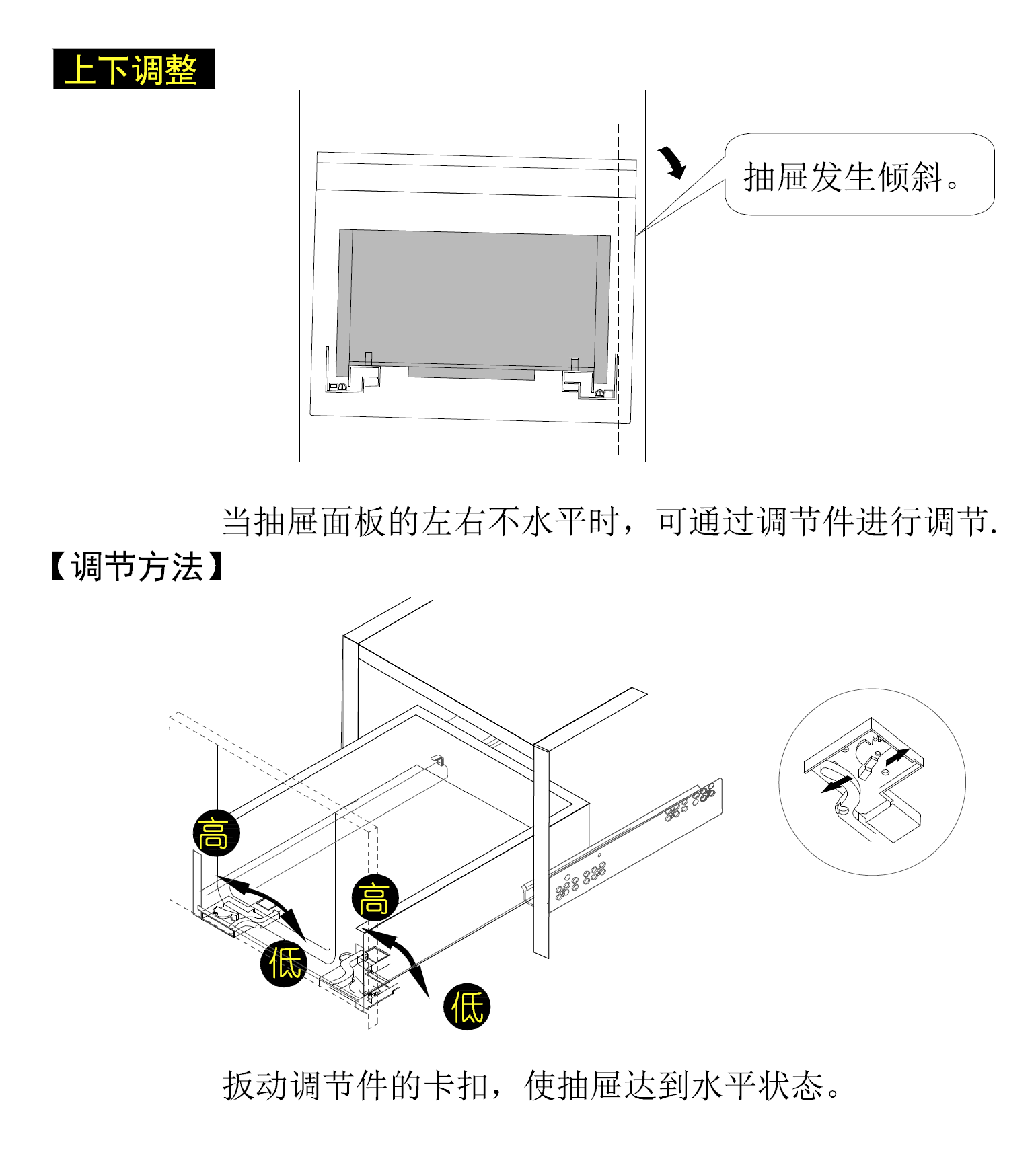小抽屉的拆卸及调整方法